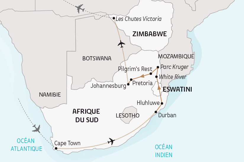 carte Afrique du Sud Eswatini Zimbabwe Botswana Afrique Autrale Cap Bonne Esperance chutes Victoria SH 23 24_424 432707