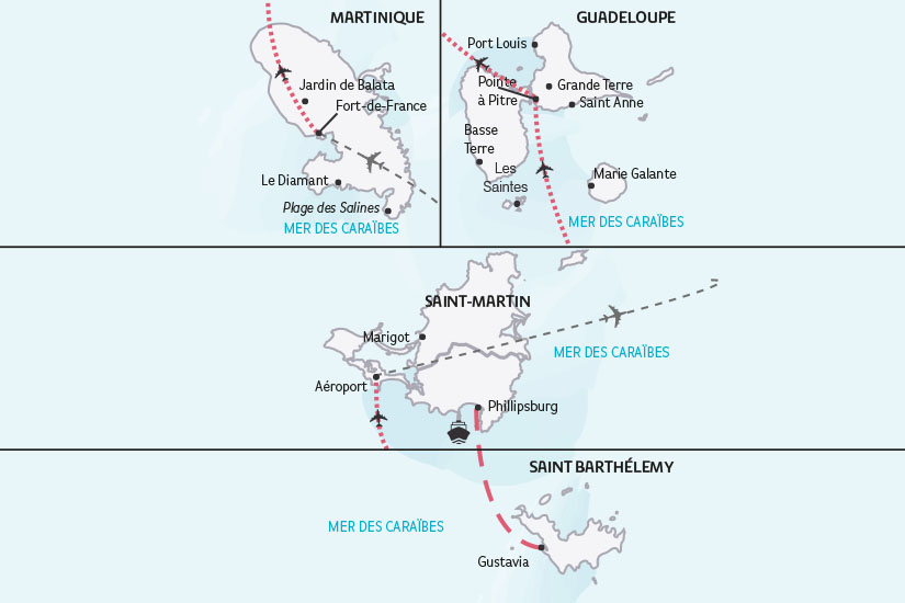 carte Guadeloupe Martinique le Grand Tour des Antilles Francaises SH 2023_414 149417