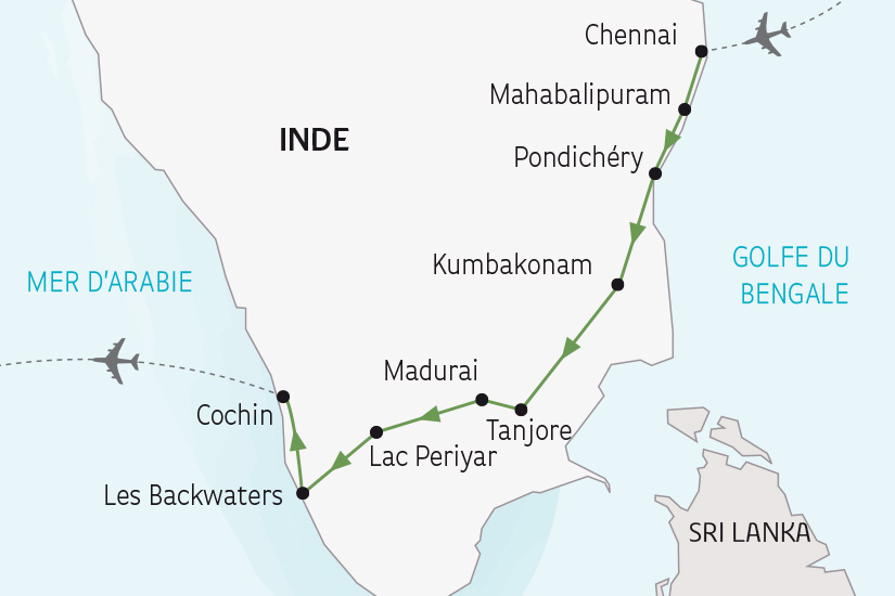 carte Inde du Sud de Pondichery a Cochin SH 2023_414 150403