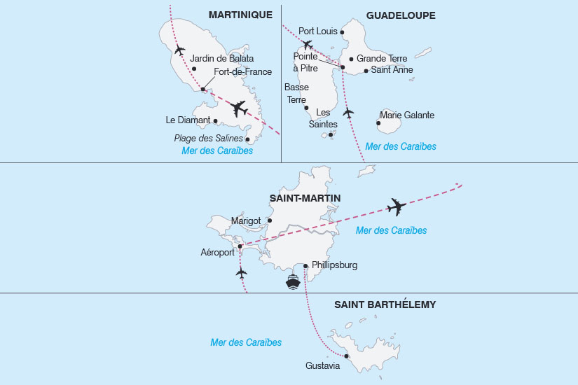 carte Martinique Guadeloupe Saint Martin Saint Barthelemy Le Grand Tour des Antilles Francaises SH 2023_411 112382