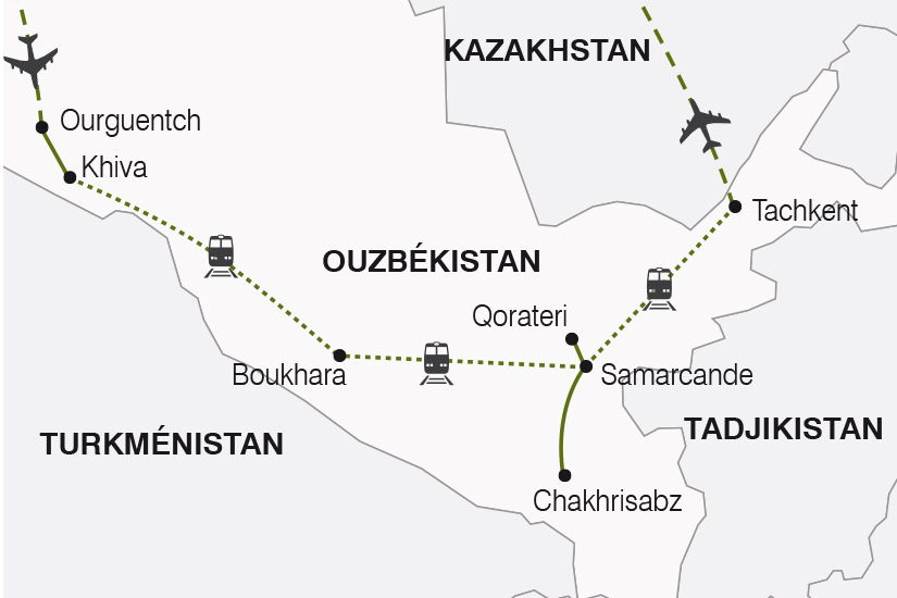 carte Ouzbekistan La Route de la Soie arrivee Ourguentch SH19 20_319 325261