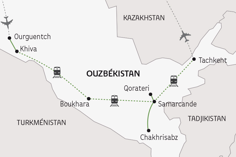 carte Ouzbekistan Route de la Soie d Ourguentch a Tachkent SH 2023_414 314348
