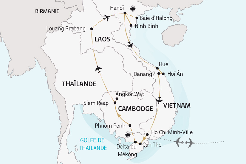 carte Vietnam Laos Cambodge Grand tour ancienne Indochine francaise SH 23 24_424 188757