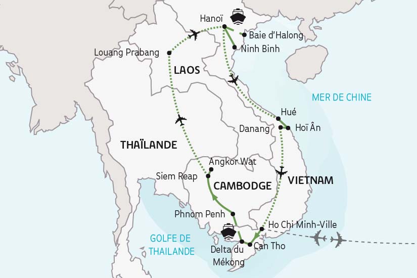 carte Vietnam Laos Cambodge le Grand Tour de l Ancienne Indochine Francaise SH 2023_414 159155