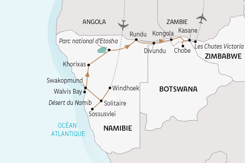 carte Zimbabwe Periple au Coeur des Terres Africaines Namibie Botswana Zimbabwe SH 2023_414 627928